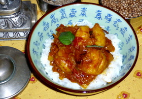 Patia Curry mit Garnelen süß/sauer